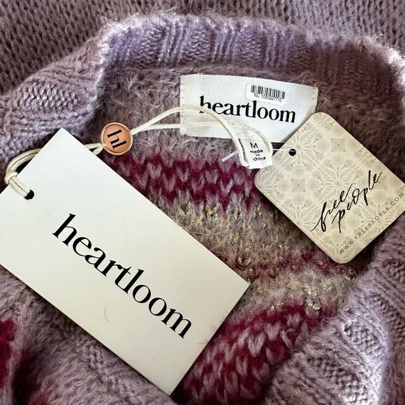 New Heartloom Purple Sweater Free People Sz M - Picture 7 of 10